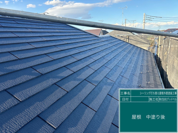 浦安市I様邸_屋根中塗り後